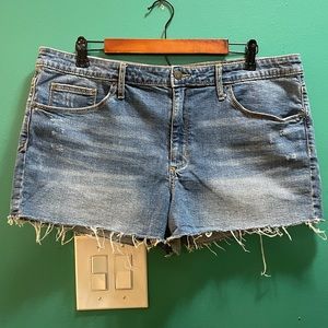 Faded cutoff denim jean short shorts